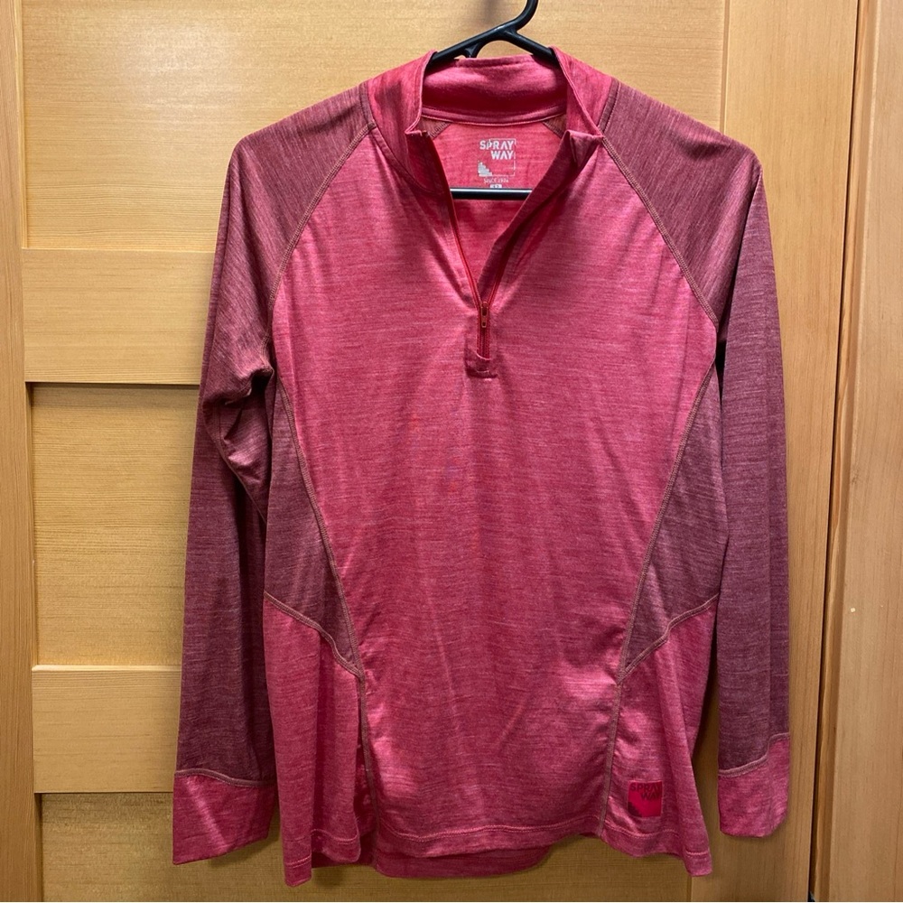 SprayWay Half Zip Shirt Kara‎ Wool Blend Size 12 EU38-40 Red